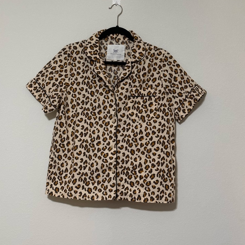 Printfresh Leopard Print Short Sleeve 2pc Pajama … - image 1